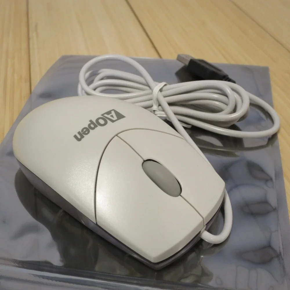 Logitech AOpen USB Optical Mouse M-BJ69 Bright Red Light Wired Scroll -Tested 03